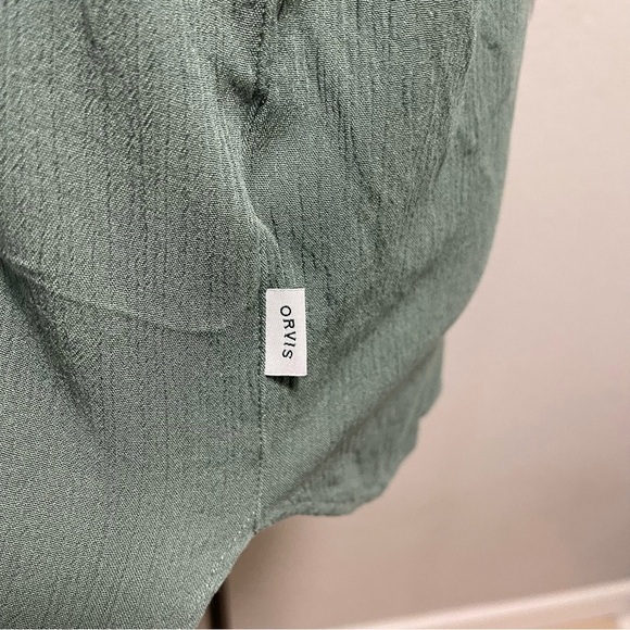 Orvis Sage Green Gauze Short Sleeve Button Down Top LARGE - Picture 5 of 10